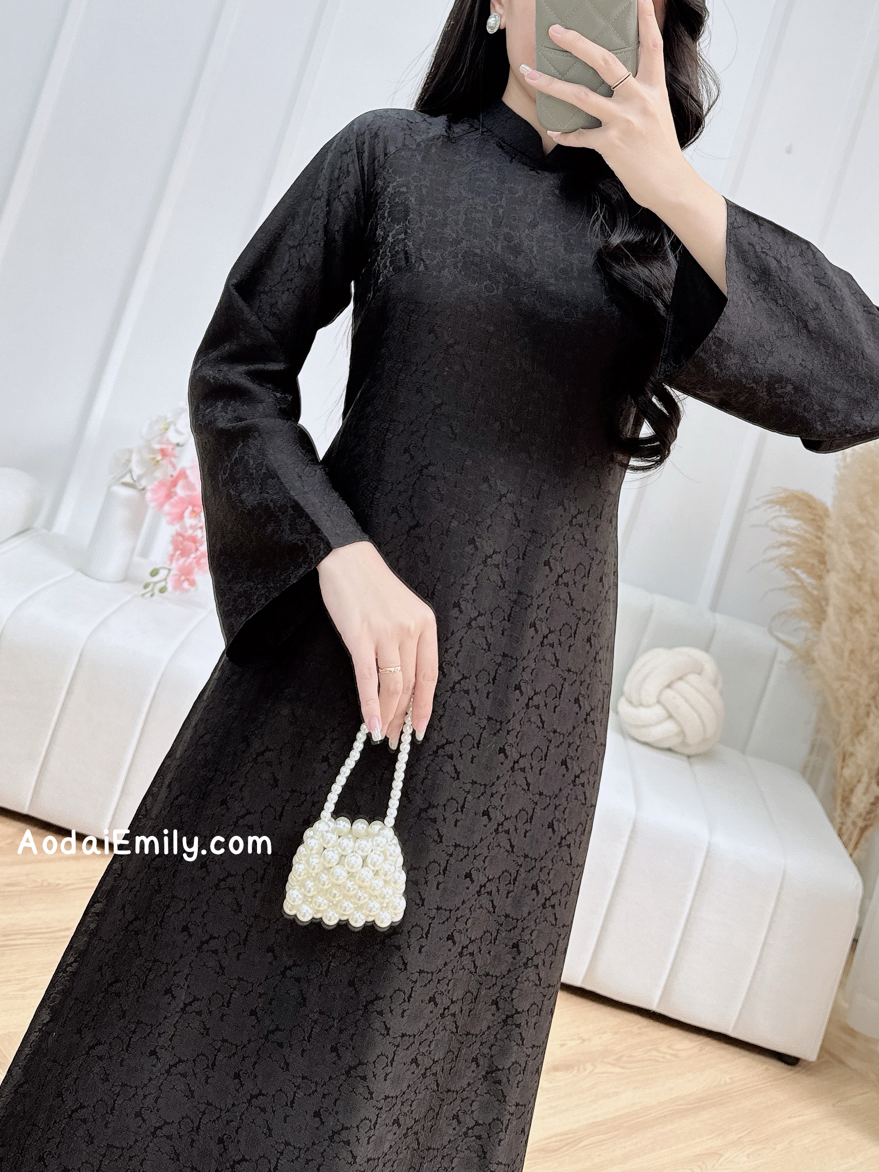 Black Mulberry silk ao dai