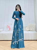 OAKLEE Hand beading 3D flowers with crystals Ao dai Vietnam