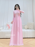 MARIANA Pink 3D flowers with hand beading crystals