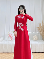 Red Pre made Spring embroidery ao dai