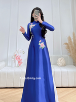 THALIA Blue embroidery traditional ao dai