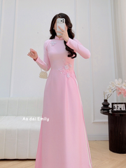 Traditional style Pink  ao dai with beading crystals | Dianella