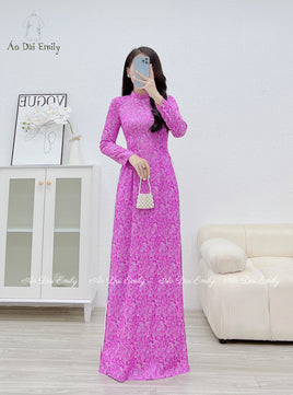 LESLIE Ao dài lụa gấm