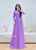 JAZMIN Purple Embroidery Sunflowers with hand beading buttons