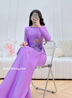 JAZMIN Purple Embroidery Sunflowers with hand beading buttons