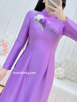 REESE Purple 3D Ribbon embroidery flowers