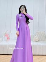 REESE Purple 3D Ribbon embroidery flowers