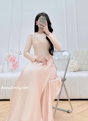 Hand beading flowers with crystals Pre made ao dai