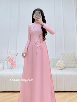 COLLINS Pink 3D Ribbon embroidery flowers