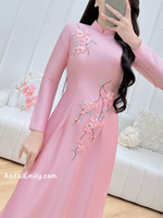 COLLINS Pink 3D Ribbon embroidery flowers