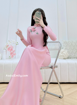 ROSALIE Pink 3D Ribbon embroidery flowers