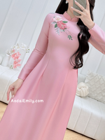 ROSALIE Pink 3D Ribbon embroidery flowers