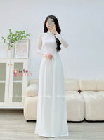 OAKLEY White Double layers chiffon Ao Dai Set