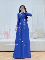 MILAN Sapphire &nbsp;Blue 3D flowers with hand beading crystals