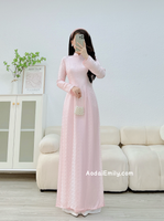 ELINA Pastel pink Mulberry silk Ao Dai