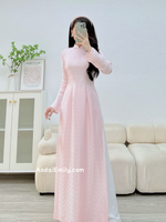 ELINA Pastel pink Mulberry silk Ao Dai