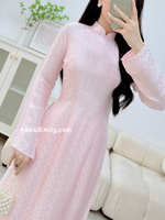 ELINA Pastel pink Mulberry silk Ao Dai