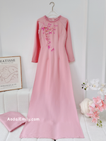 ELODIE Pink 3D flowers with beading crystals|