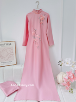 COLLINS Pink 3D Ribbon embroidery flowers