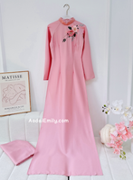 ROSALIE Pink 3D Ribbon embroidery flowers