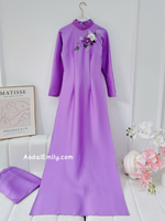 REESE Purple 3D Ribbon embroidery flowers