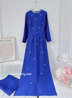 LEILANY Sapphire Blue with hand beading crystals Pre made ao dai