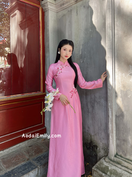 LENNOX Pink Sakura embroidery flowers