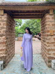 Purple Traditional style ao dai with beading crystals and embroidery | Plantain lily
