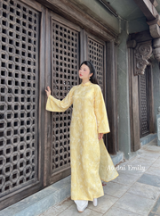 Loose yellow modern ao dai with buttons collar | Lule