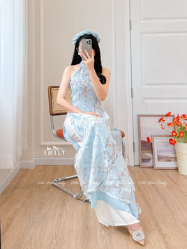 MARTHA Sleeveless Cherry blossom Pre made ao dai
