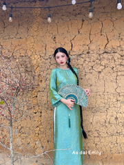 Modern Loosing style ao dai with crystal round collar |Bird of Paradise