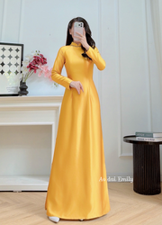 Gold Ao dài  with hand beading collar| Golden bell