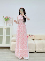 Pink Mini flowers ao dai