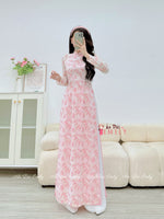 CORA Pink Mini flowers ao dai