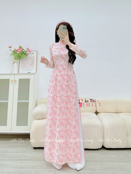 CORA Pink Mini flowers ao dai