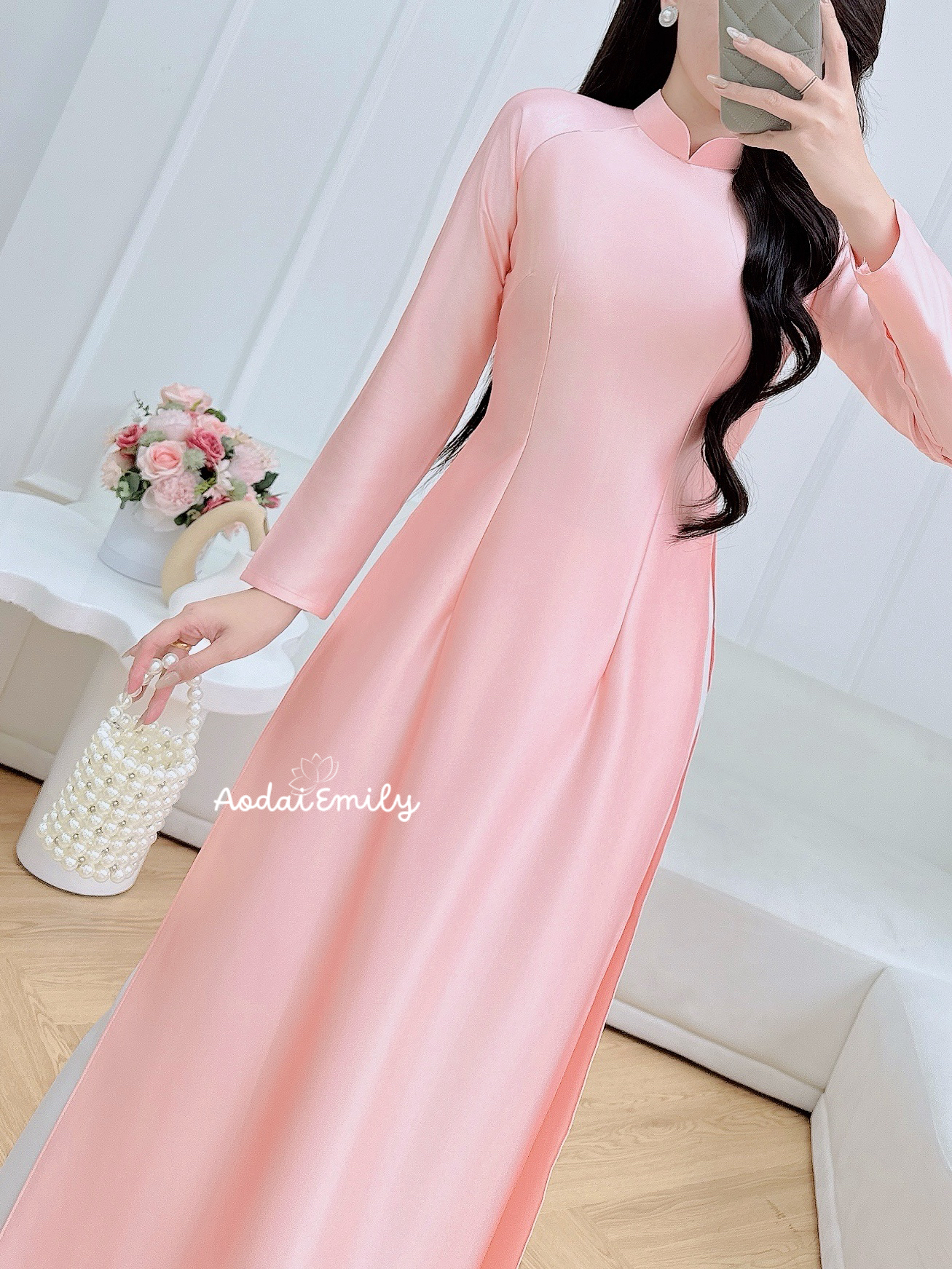Plain Pink traditional ao dai