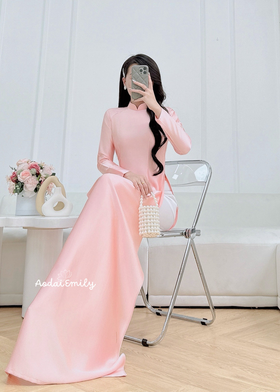 Plain Pink traditional ao dai