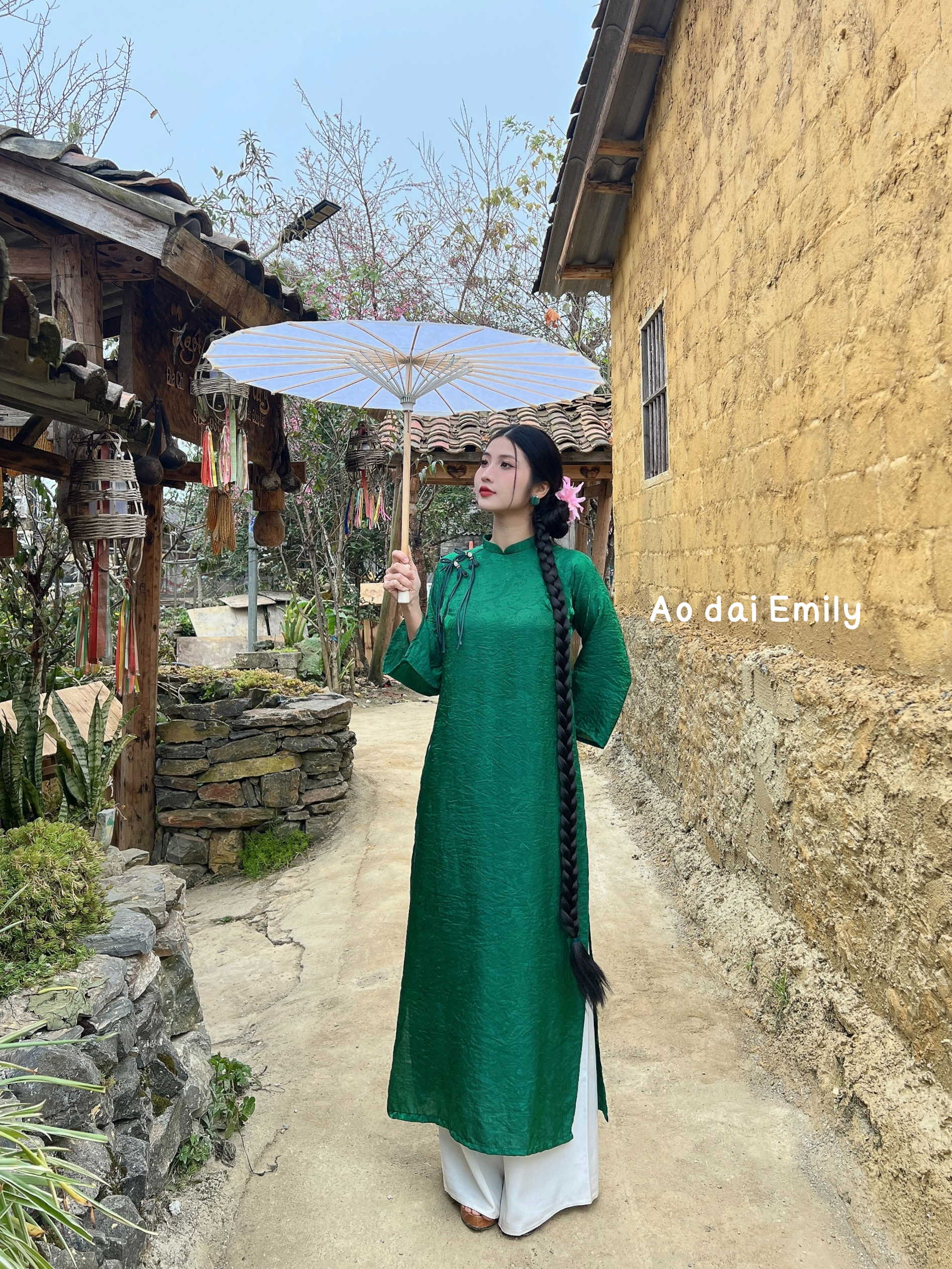 Loosing Dark Green Modern style ao dai with bows| Astilbe