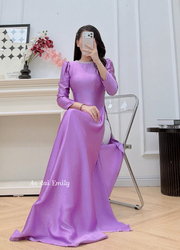 Purple Simple pearls beading collar ao dai | Violet