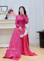 Tradition Ao dài gấm with crystals beading collar | Majorworh