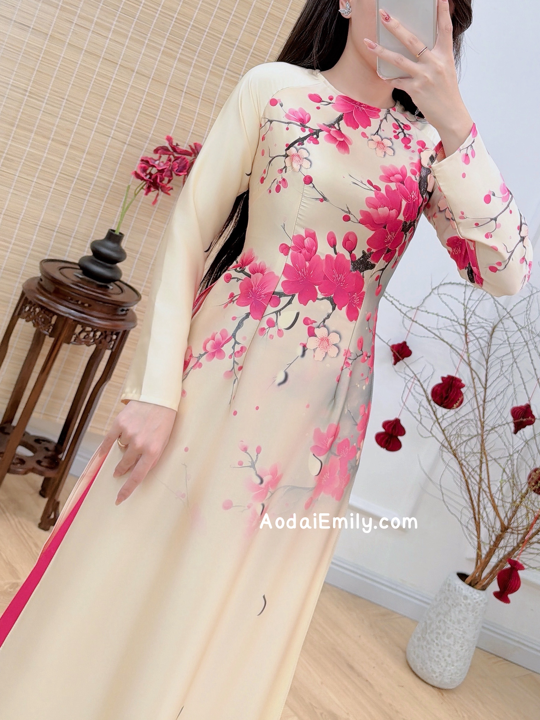 Print flowers pattern Pre made ao dai