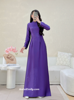VANESSA Purple ao dai with simple crystals collar