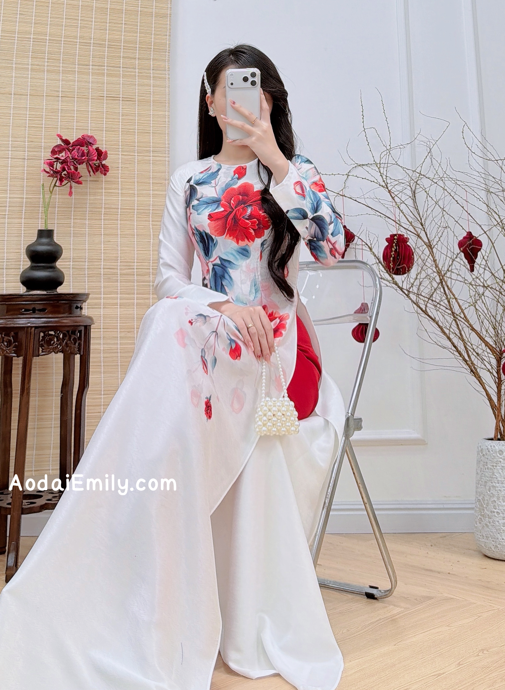 Print flowers pattern Pre made ao dai