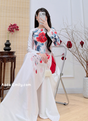 Print flowers pattern Pre made ao dai