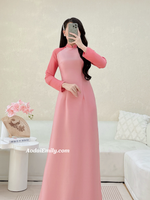 ROSA Mauve pink ao dai with simple pearls designs