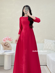 Burgundy ao dai with simple crystals