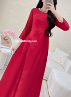 SAMARA Burgundy ao dai with simple crystals
