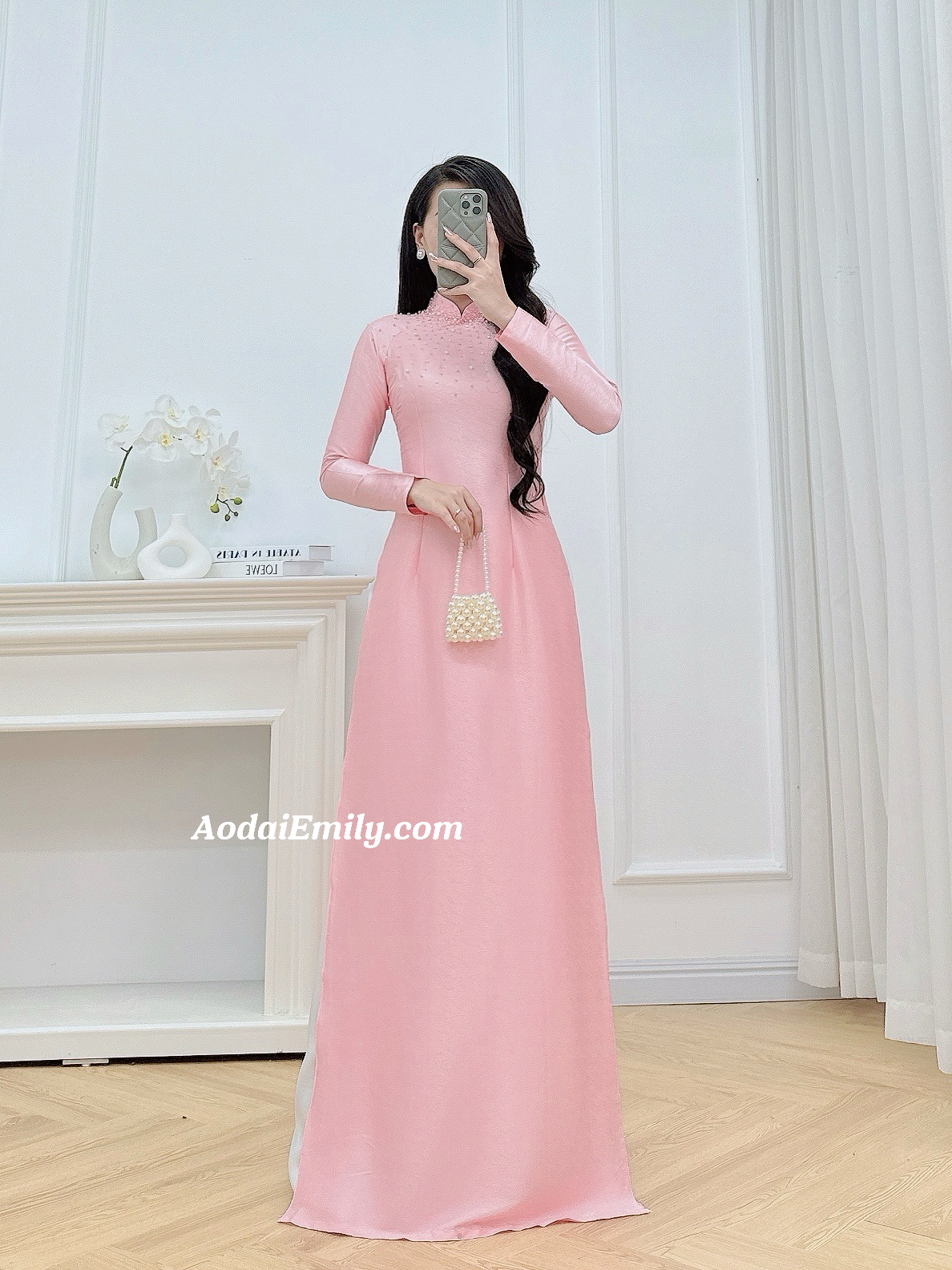 Pink tradition style hand beading crystals collar