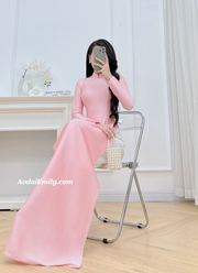 Pink tradition style hand beading crystals collar