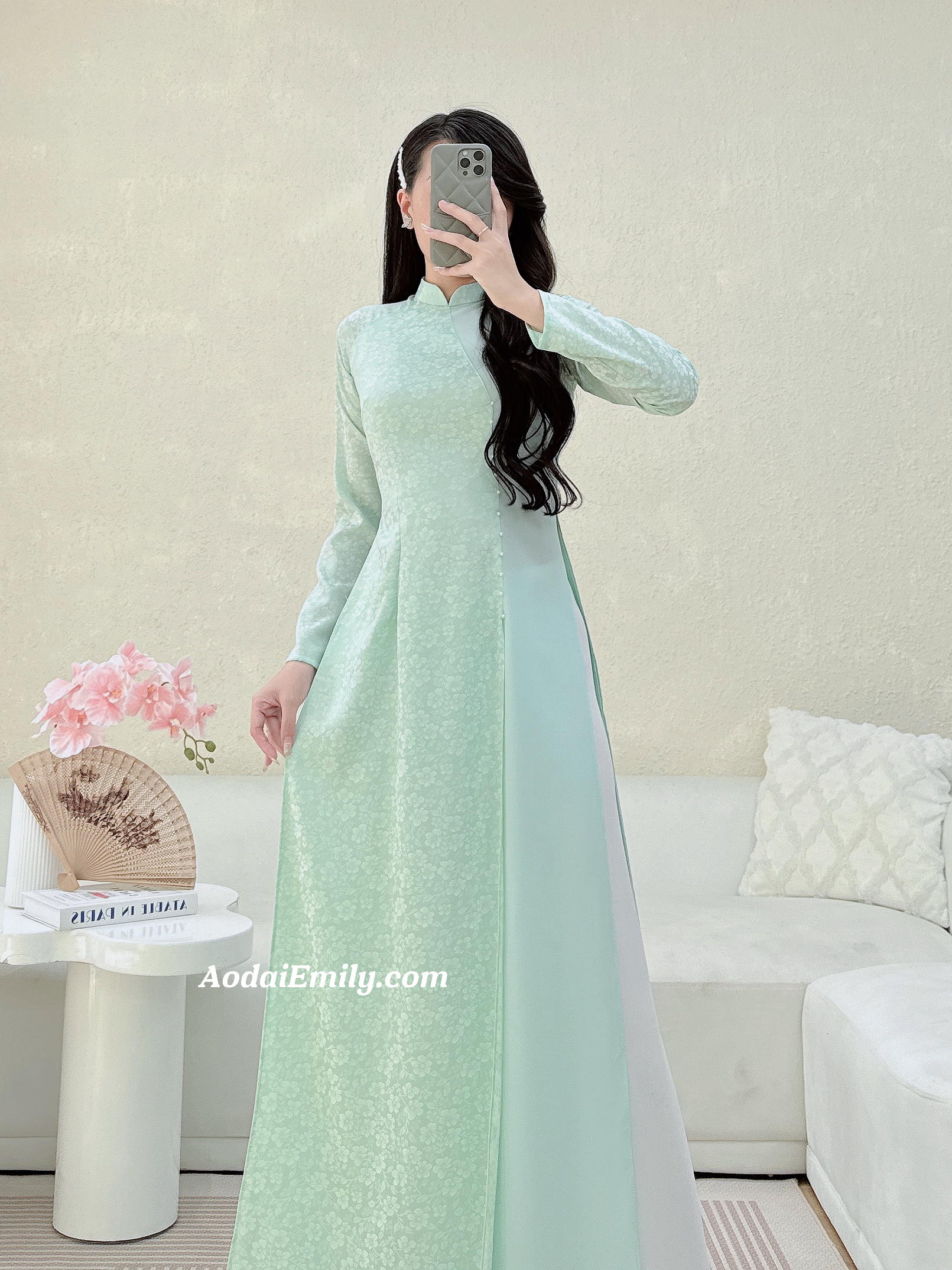 Pastel ao dai  with pearls